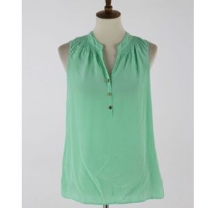 Mint green silk sleeveless top